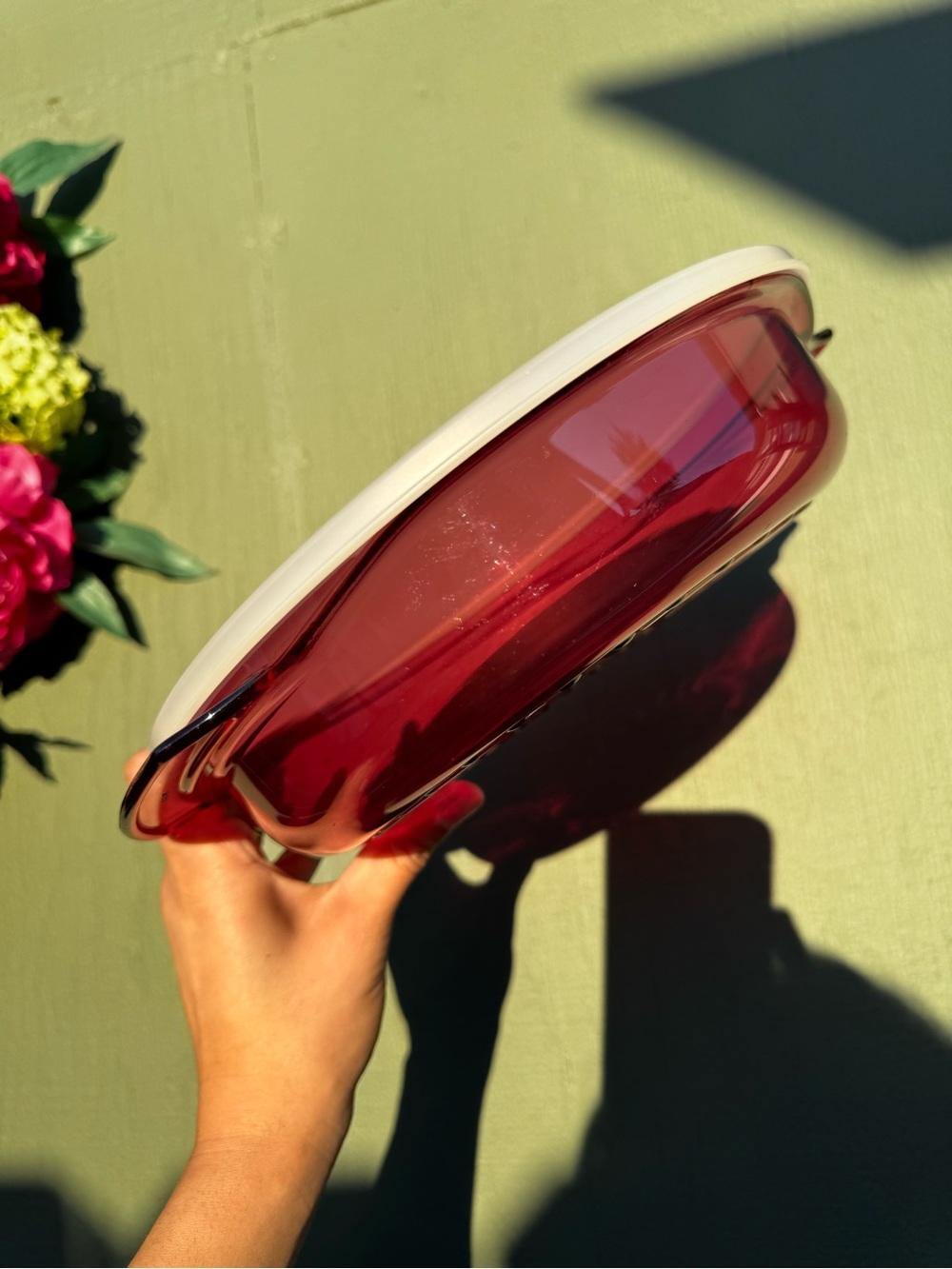 Vintage Tupperware cranberry color